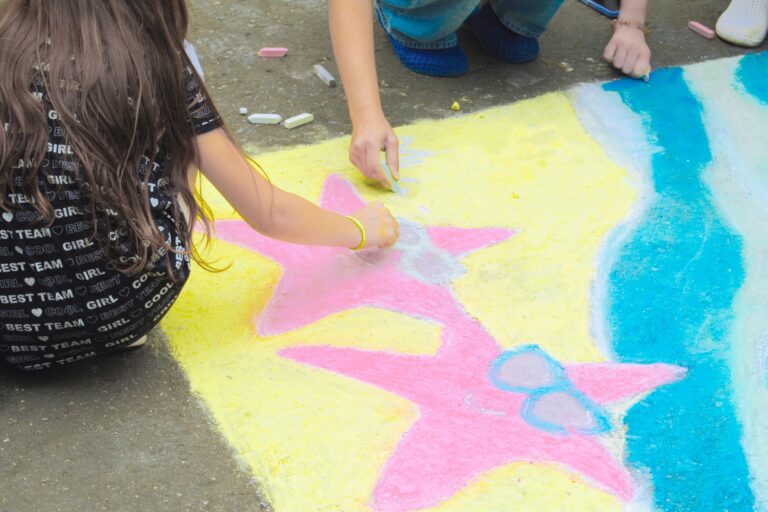 children chalk on asphalt