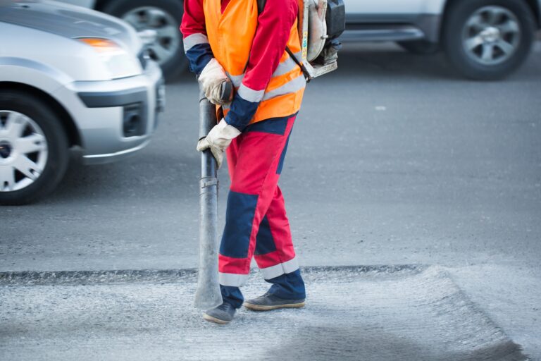 Laying asphalt in the city