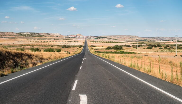 Long asphalt road.