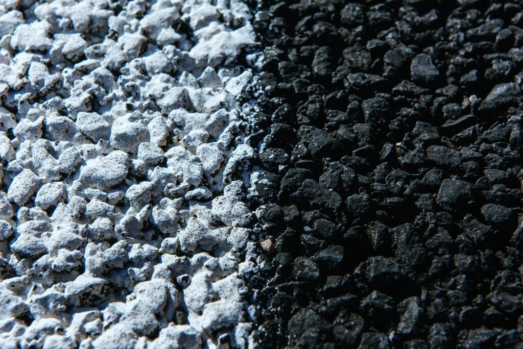 New asphalt texture with white dashed line