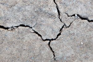 Close up of dry cracked ground surface