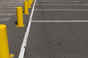 Parking place restrictions on gray aspalt road