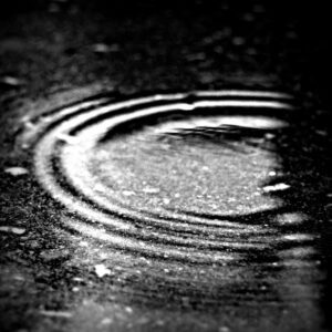 Waterdrop ripple on the asphalt